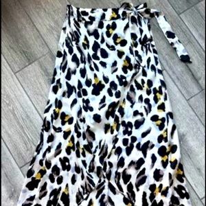 Leopard Print Wrap Skirt